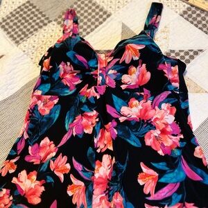 Floral Black and Pink Women's Tankini